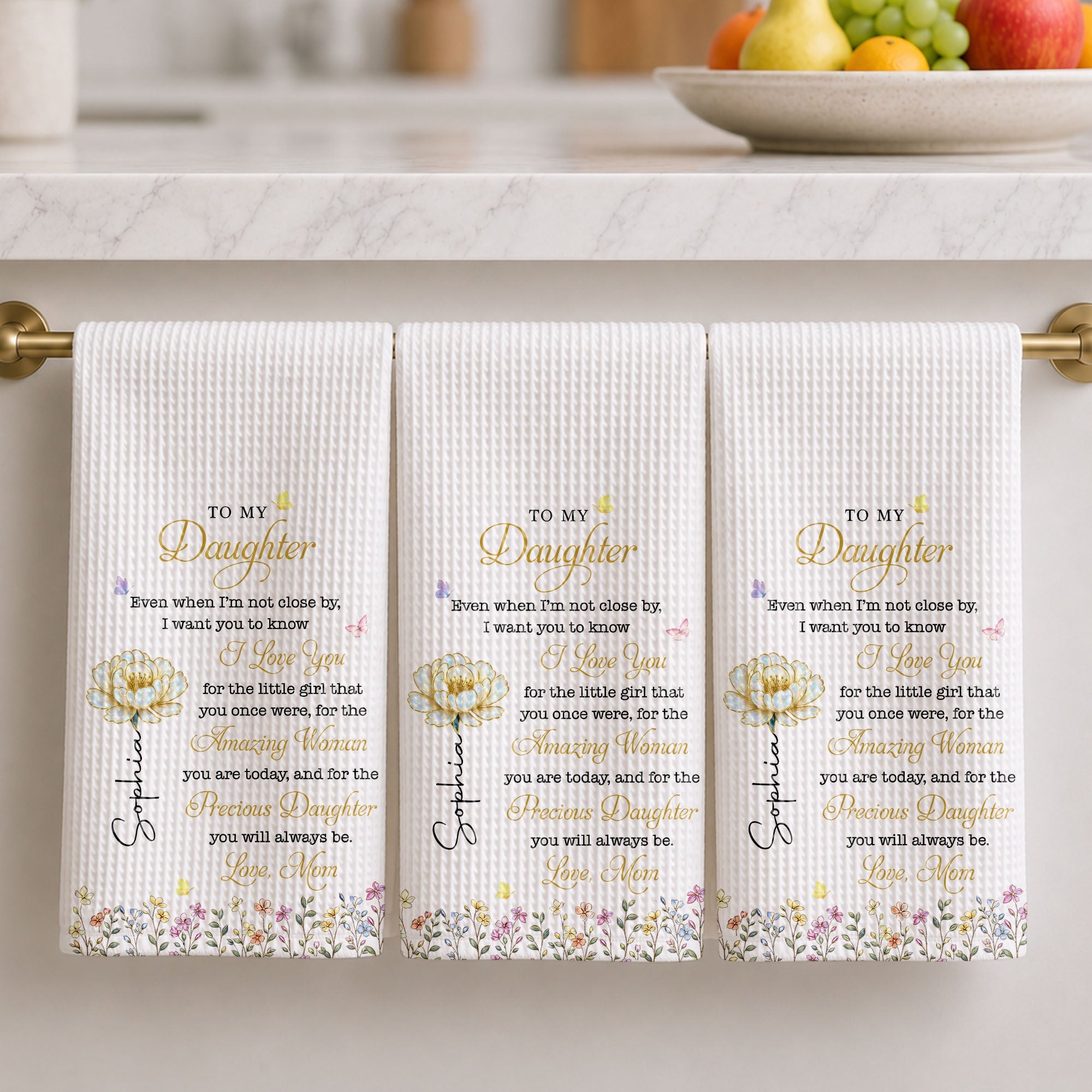 Personalized Kitchen Towel Custom Birth Month Flower Gift for Daughter Kitchen Towel GradoCreations