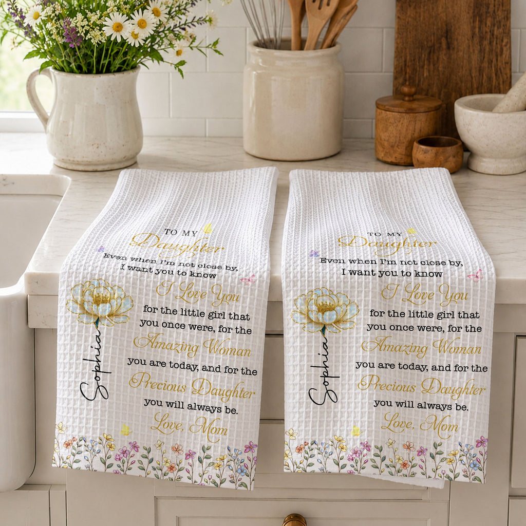 Personalized Kitchen Towel Custom Birth Month Flower Gift for Daughter Kitchen Towel GradoCreations