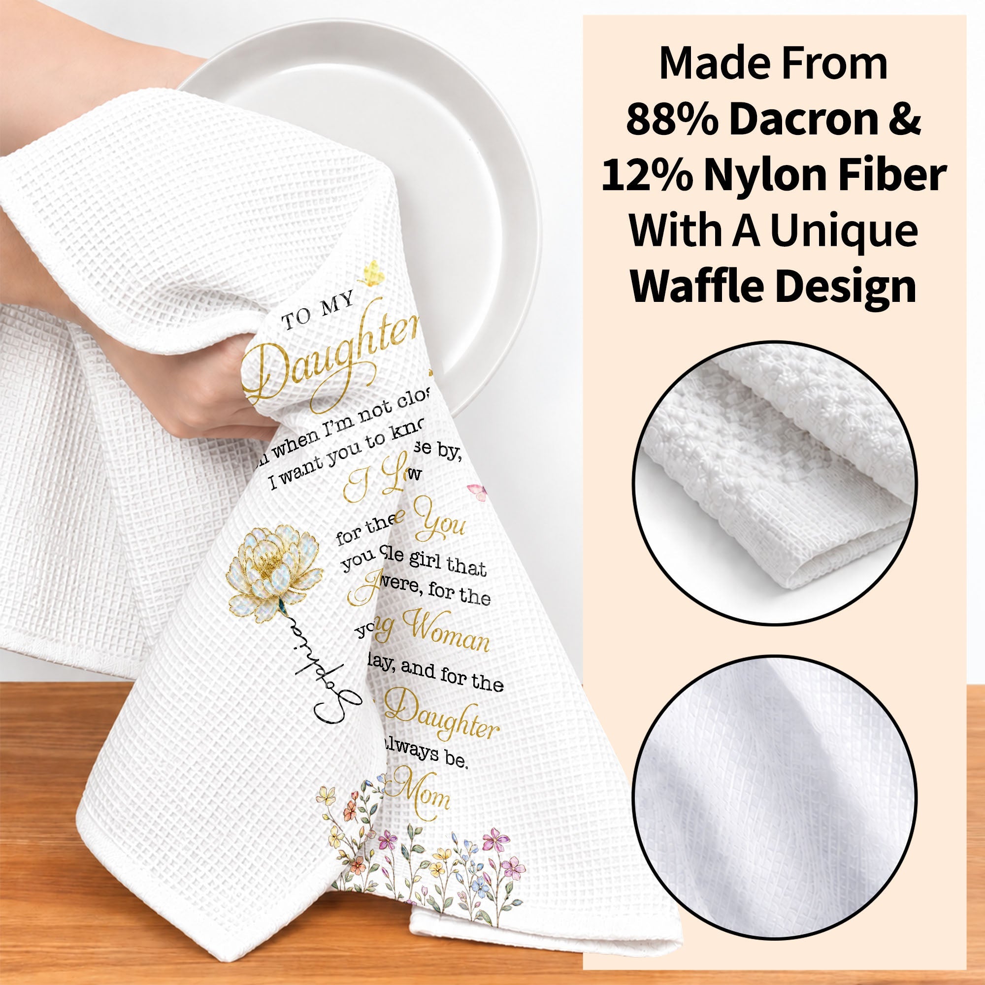 Personalized Kitchen Towel Custom Birth Month Flower Gift for Daughter Kitchen Towel GradoCreations