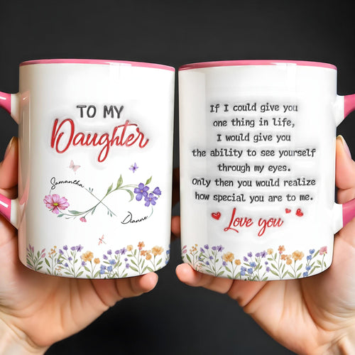 Personalized Accent Mug Birth Month Flowers Infinity for Daughter Accent Mug GradoCreations