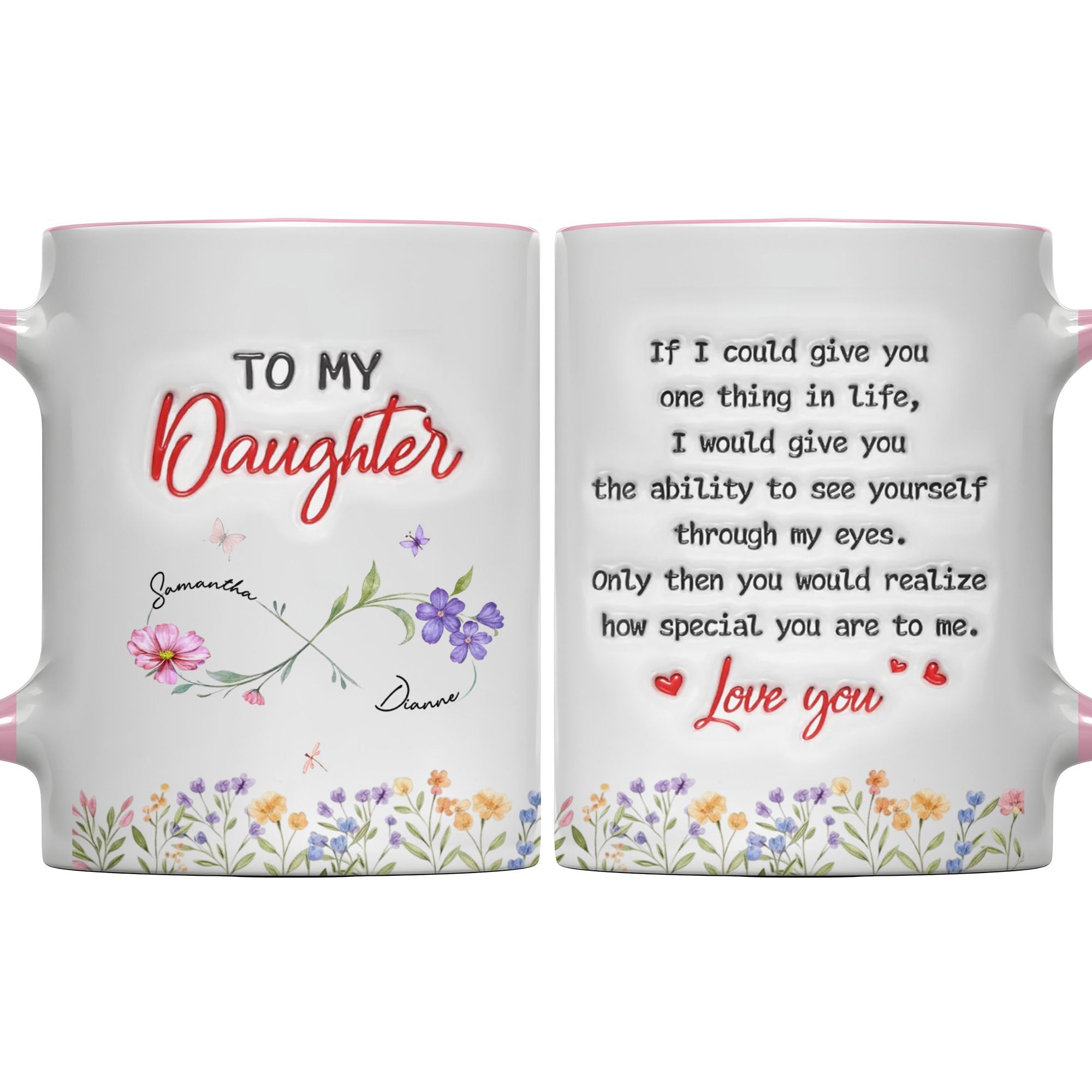 Personalized Accent Mug Birth Month Flowers Infinity for Daughter