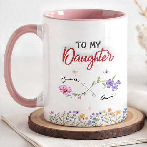 Personalized Accent Mug Birth Month Flowers Infinity for Daughter Accent Mug GradoCreations