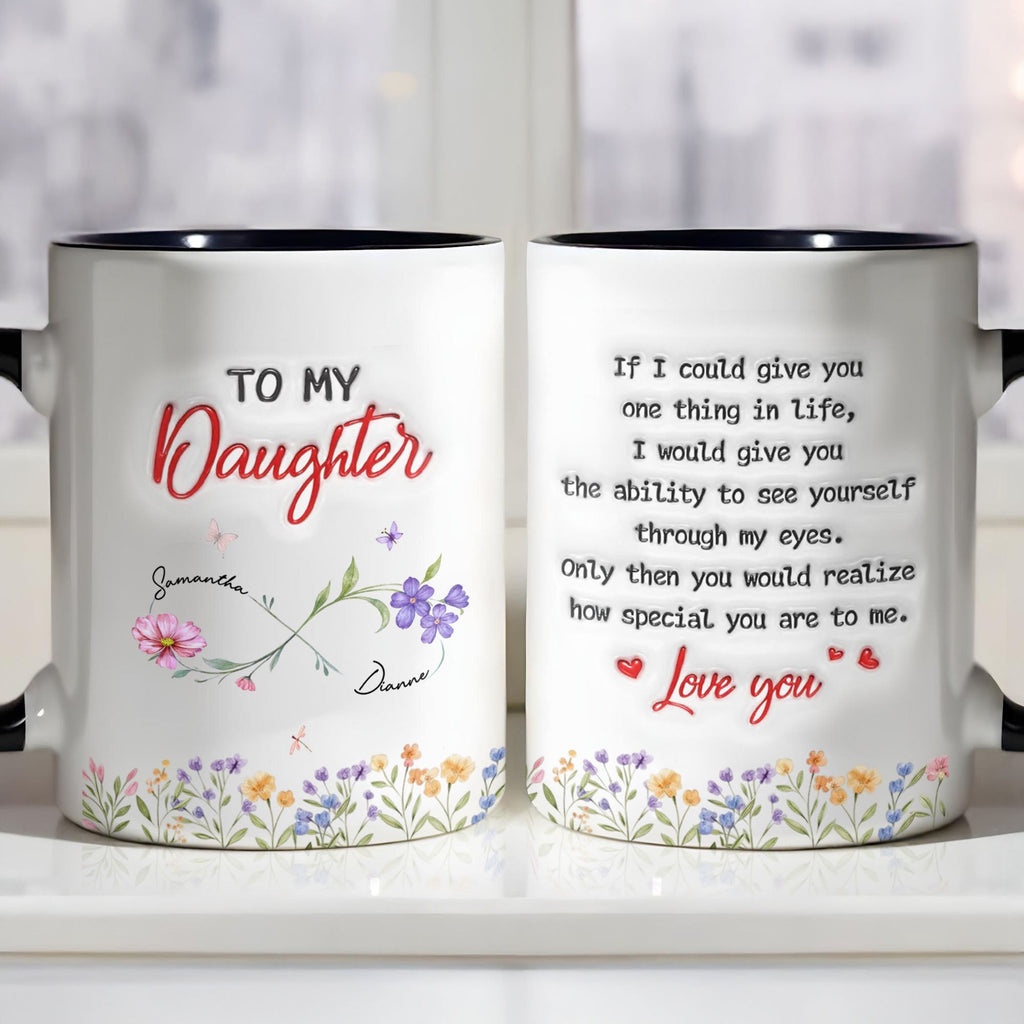 Personalized Accent Mug Birth Month Flowers Infinity for Daughter