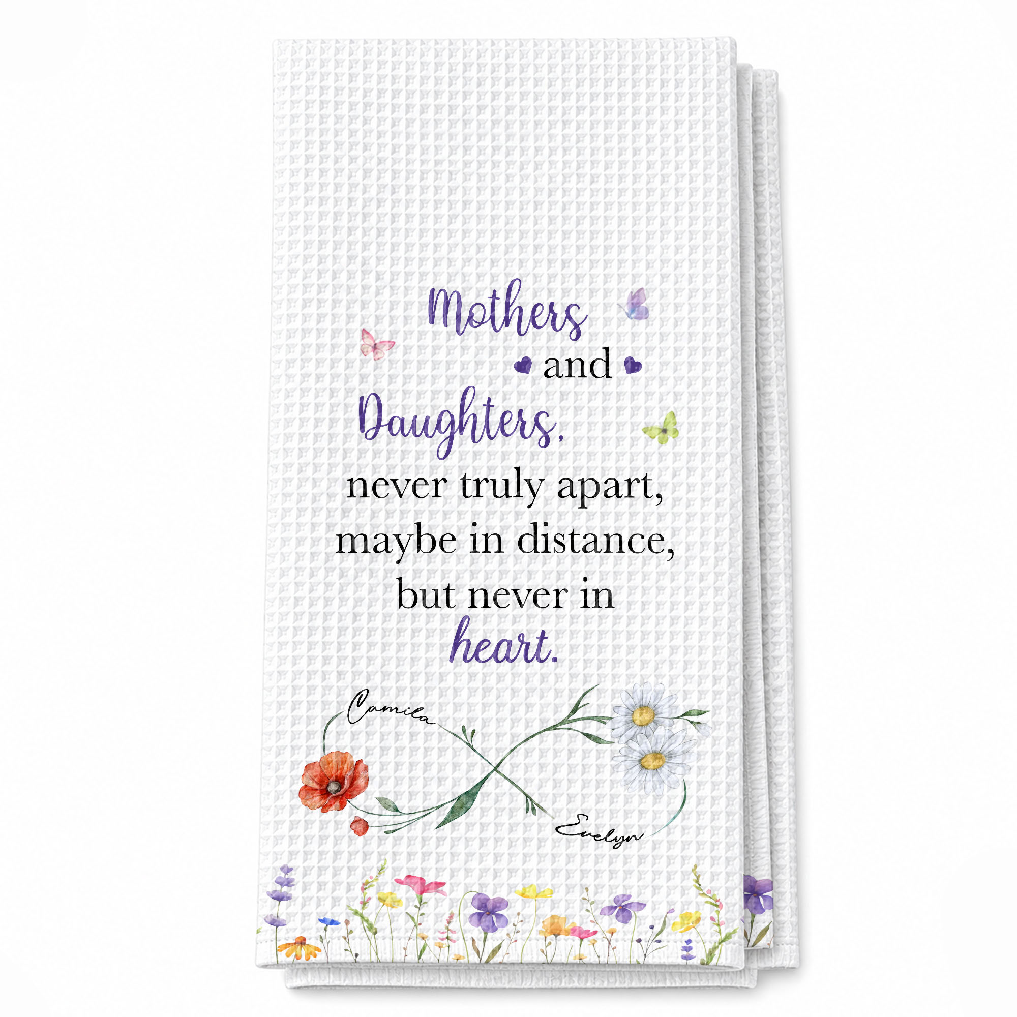 Personalized Floral Kitchen Towel Custom Name Gift for Daughter