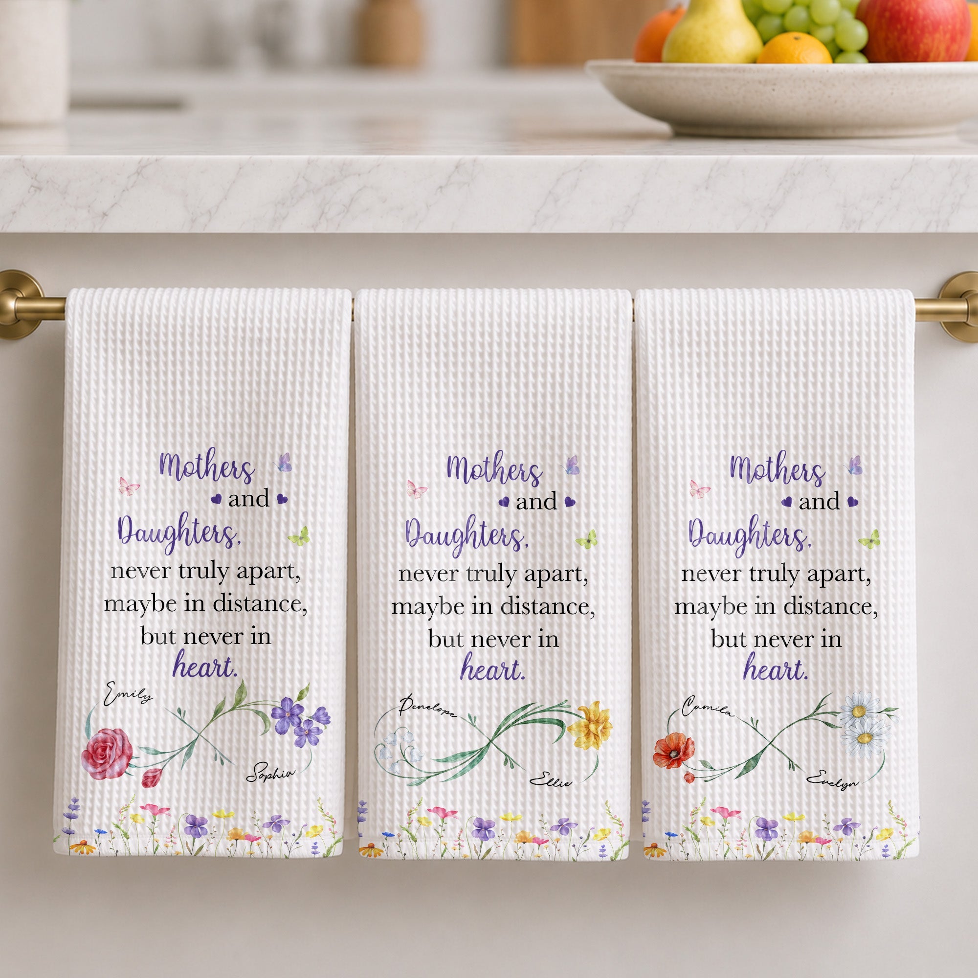 Personalized Floral Kitchen Towel Custom Name Gift for Daughter