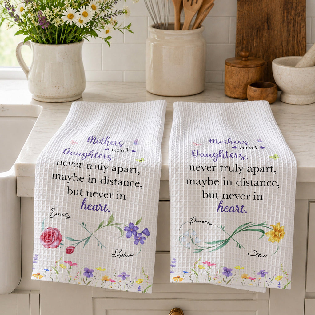 Personalized Floral Kitchen Towel Custom Name Gift for Daughter