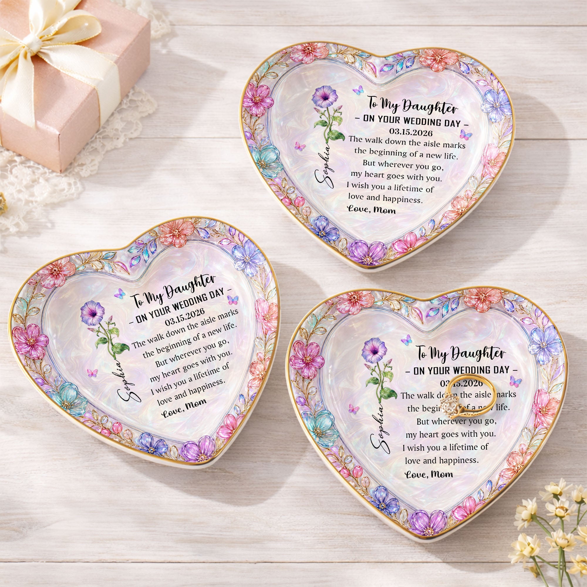 Personalized Heart Jewelry Dish Custom Name Gift for Daughter Heart Jewelry Dish GradoCreations