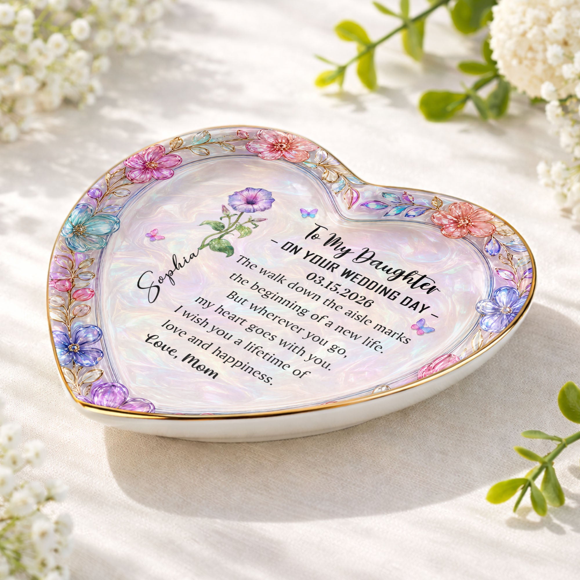 Personalized Heart Jewelry Dish Custom Name Gift for Daughter Heart Jewelry Dish GradoCreations