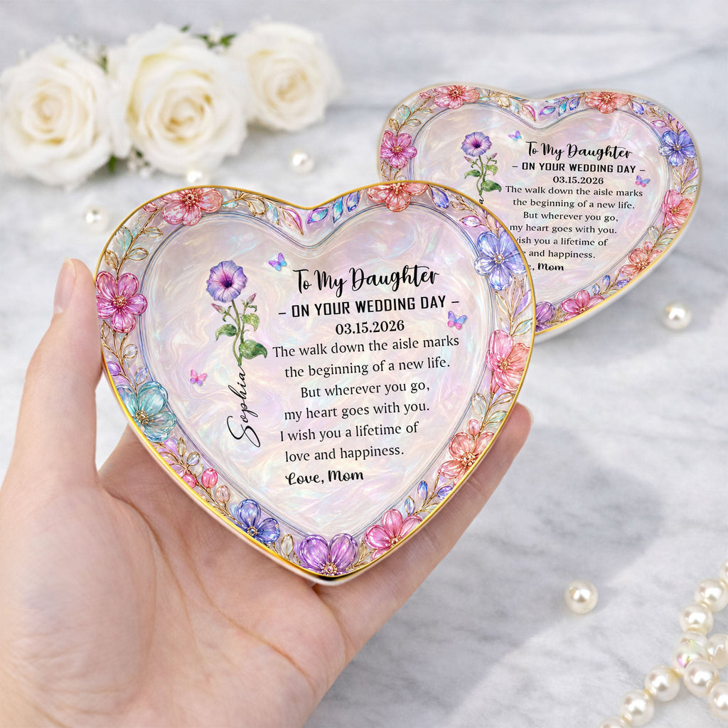 Personalized Heart Jewelry Dish Custom Name Gift for Daughter Heart Jewelry Dish GradoCreations