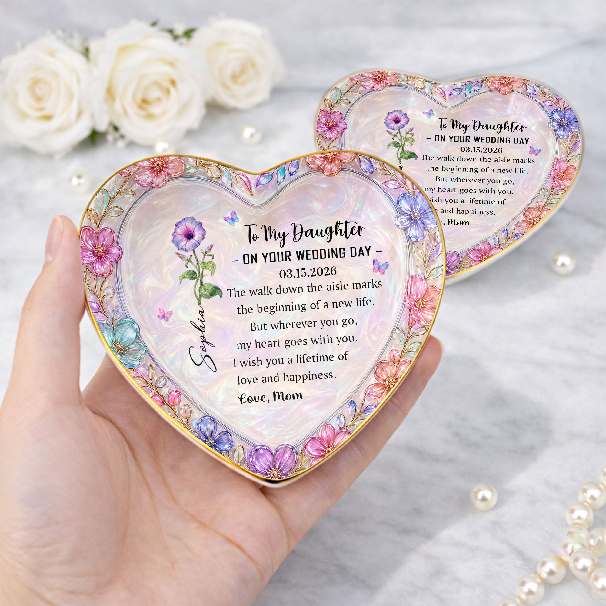 Personalized Heart Jewelry Dish Custom Name Gift for Daughter Heart Jewelry Dish GradoCreations