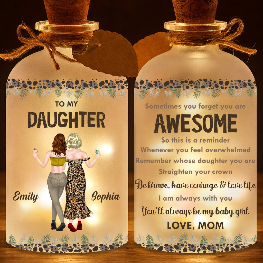Personalized Frosted Glass Short Bottle Light for Daughter Gift Short Bottle Light GradoCreations