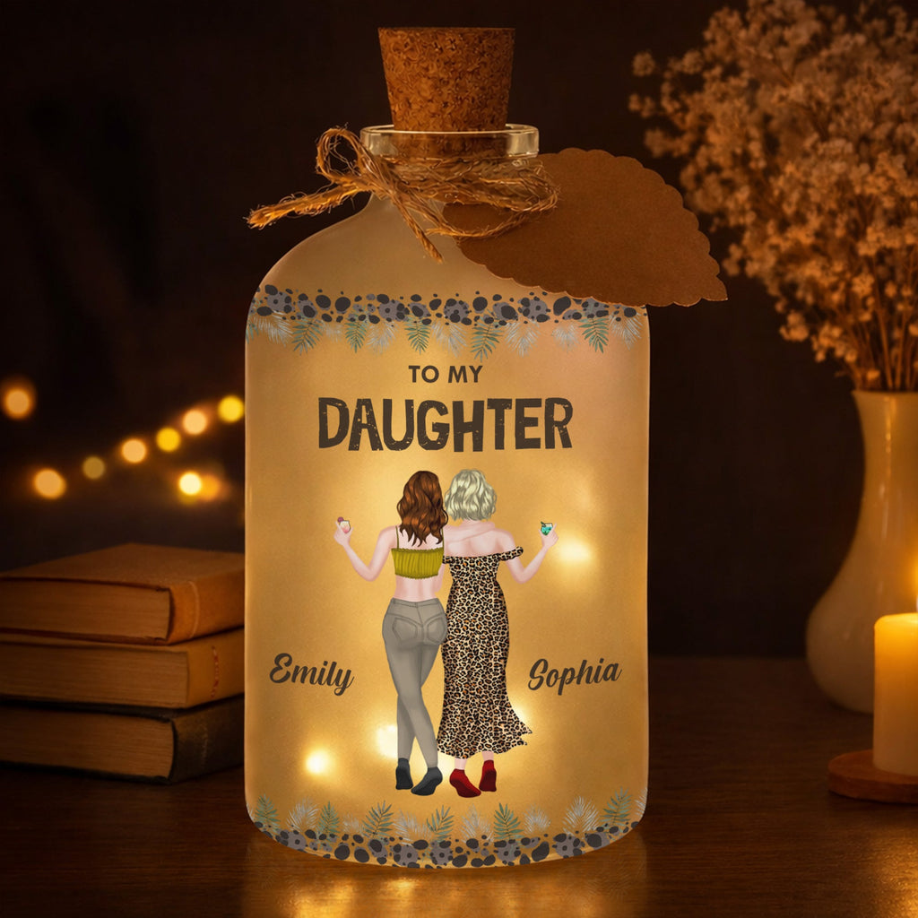 Personalized Frosted Glass Short Bottle Light for Daughter Gift Short Bottle Light GradoCreations