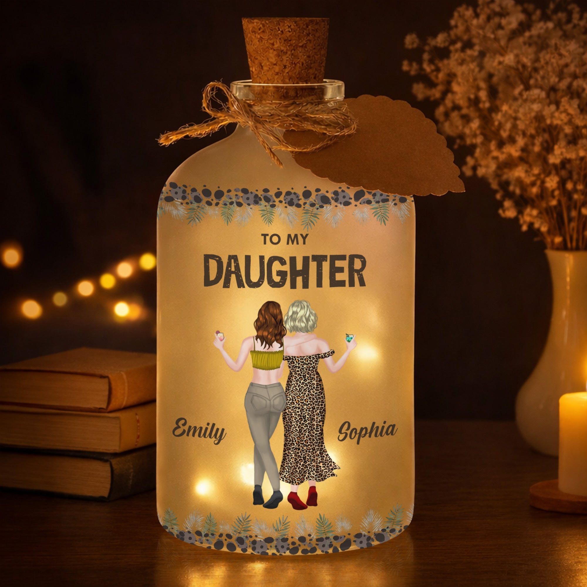 Personalized Frosted Glass Short Bottle Light for Daughter Gift Short Bottle Light GradoCreations