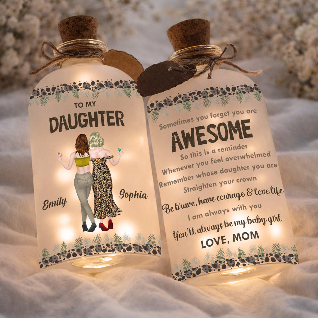 Personalized Frosted Glass Short Bottle Light for Daughter Gift Short Bottle Light GradoCreations