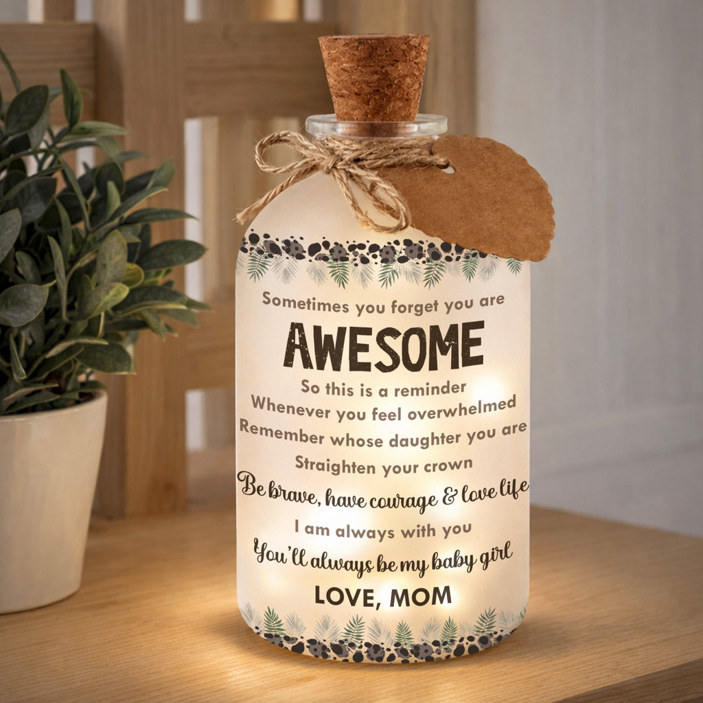 Personalized Frosted Glass Short Bottle Light for Daughter Gift Short Bottle Light GradoCreations
