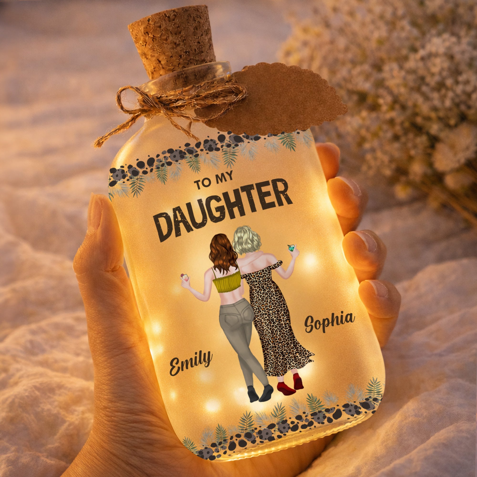 Personalized Frosted Glass Short Bottle Light for Daughter Gift Short Bottle Light GradoCreations