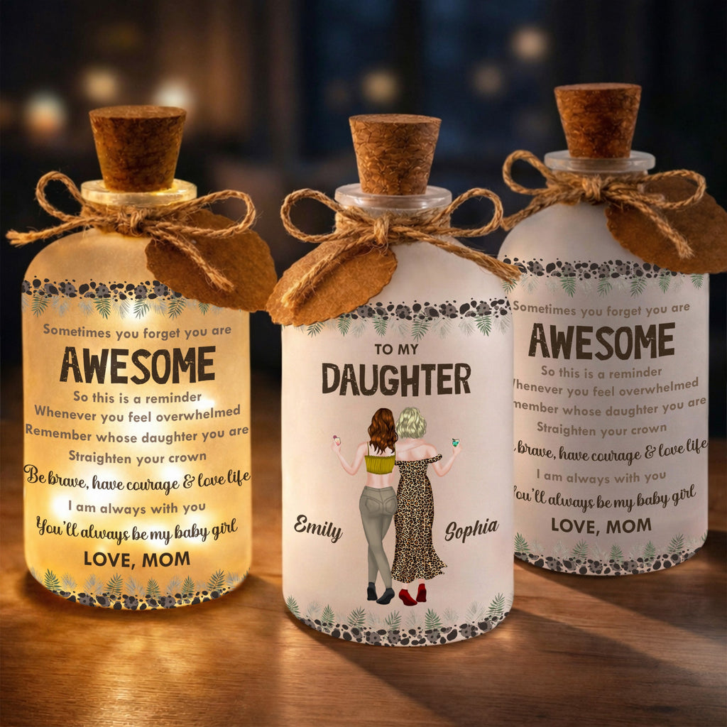 Personalized Frosted Glass Short Bottle Light for Daughter Gift Short Bottle Light GradoCreations