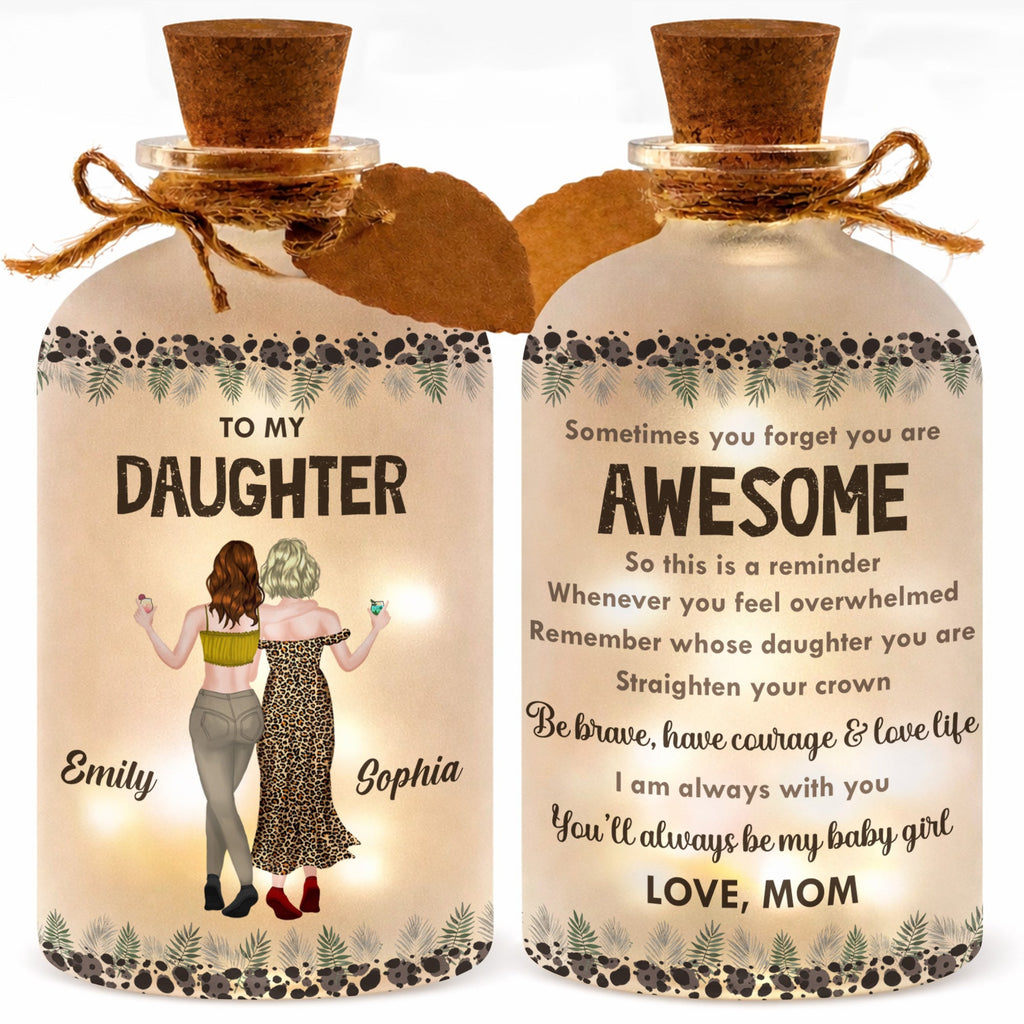 Personalized Frosted Glass Short Bottle Light for Daughter Gift Short Bottle Light GradoCreations