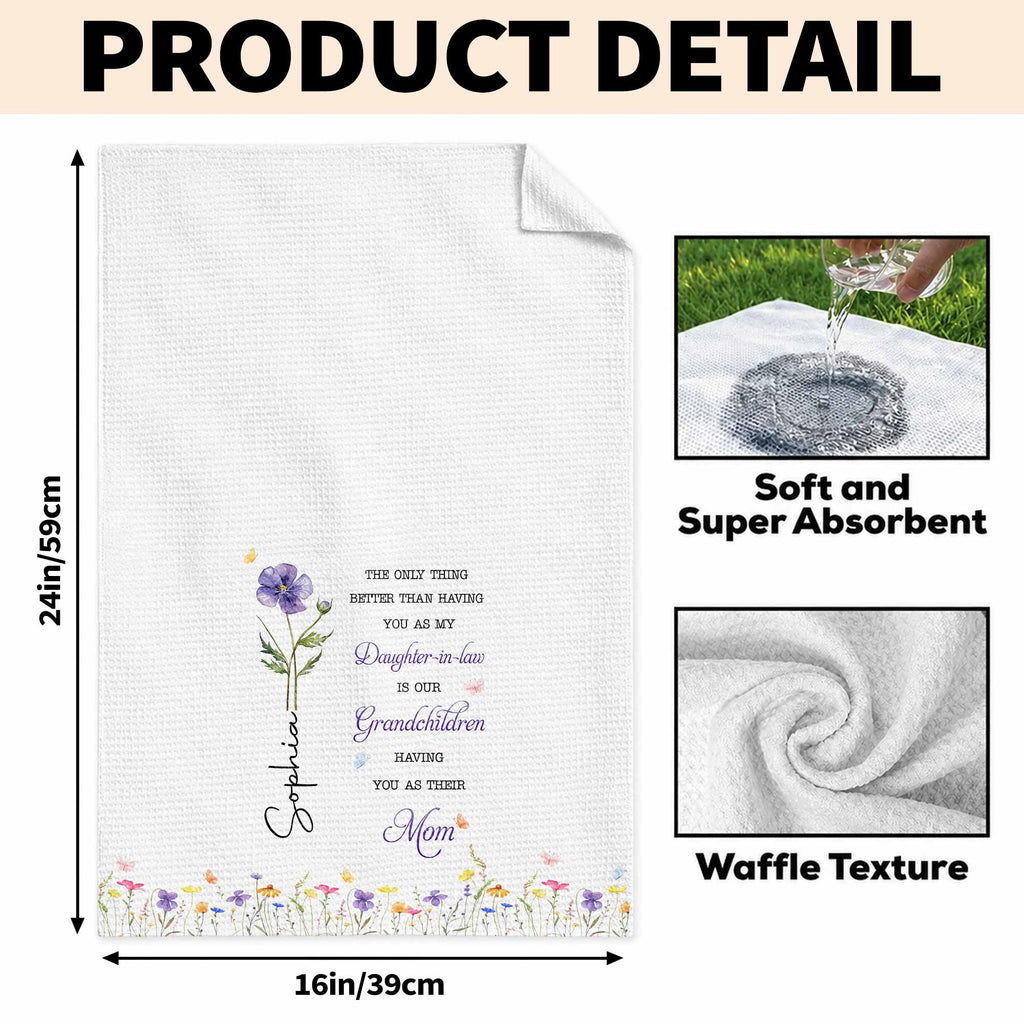 Personalized Kitchen Towel Custom Flower Gift for Daughter-in-Law Kitchen Towel GradoCreations