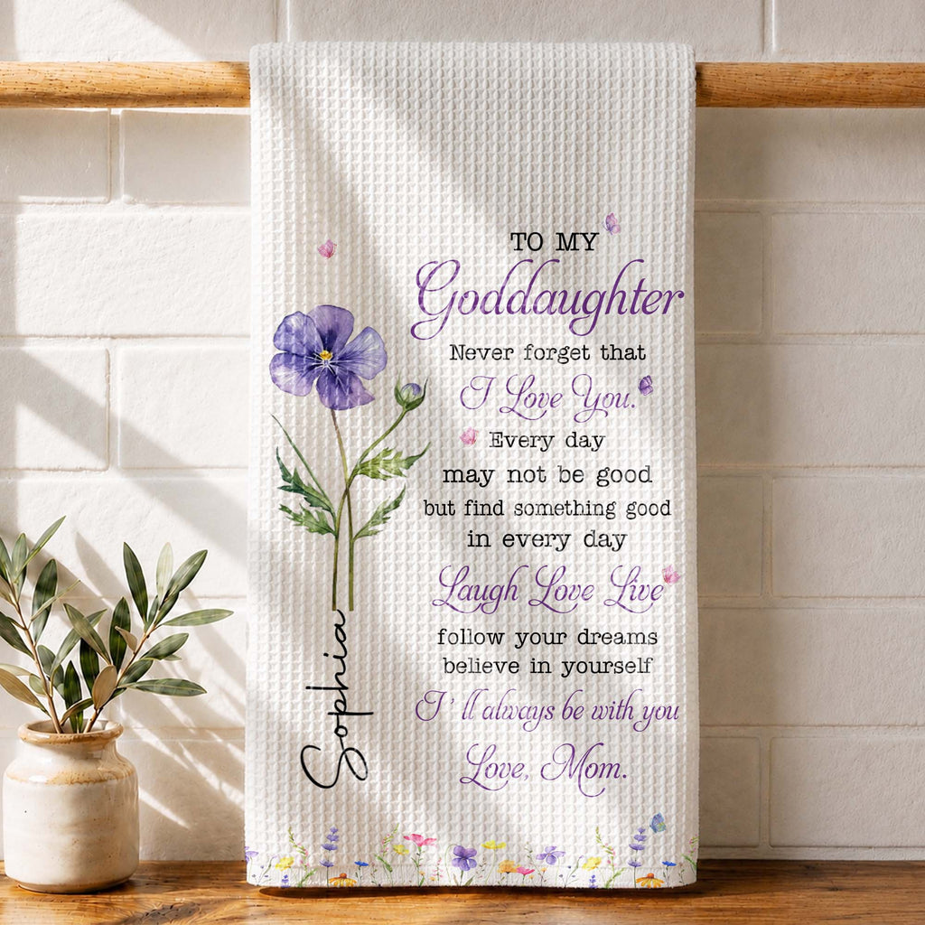 Personalized Kitchen Towel Custom Gift for Goddaughter Flower Kitchen Towel GradoCreations