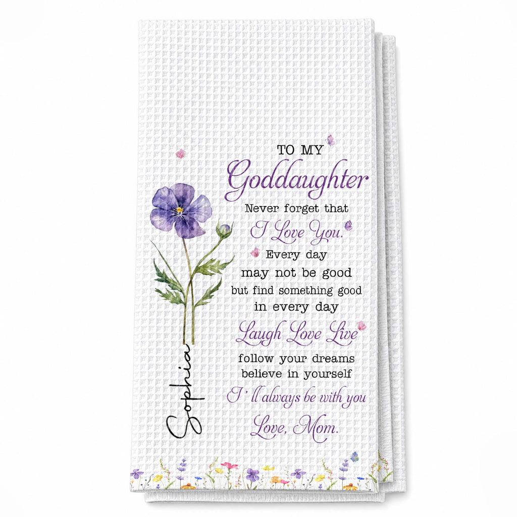 Personalized Kitchen Towel Custom Gift for Goddaughter Flower Kitchen Towel GradoCreations