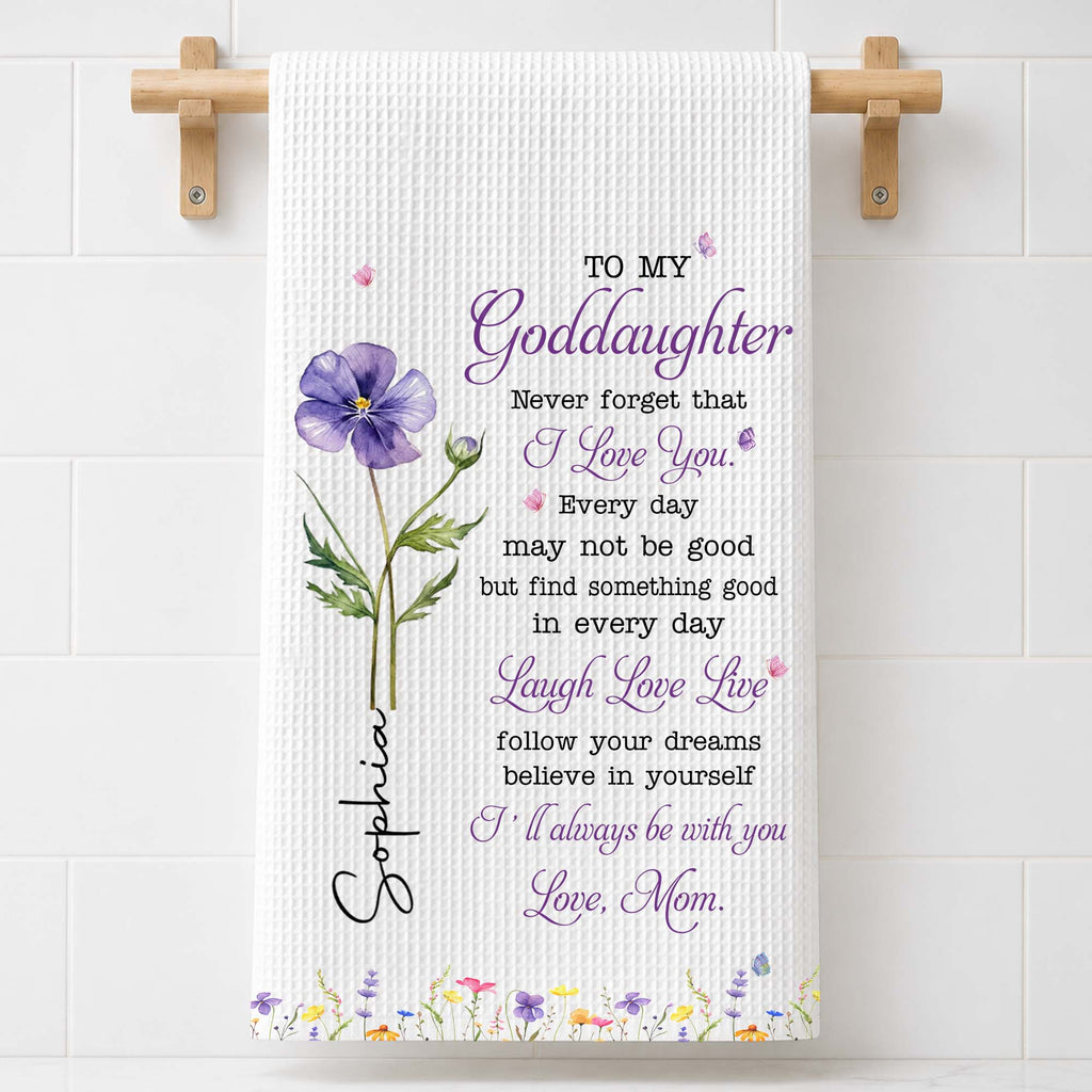 Personalized Kitchen Towel Custom Gift for Goddaughter Flower Kitchen Towel GradoCreations
