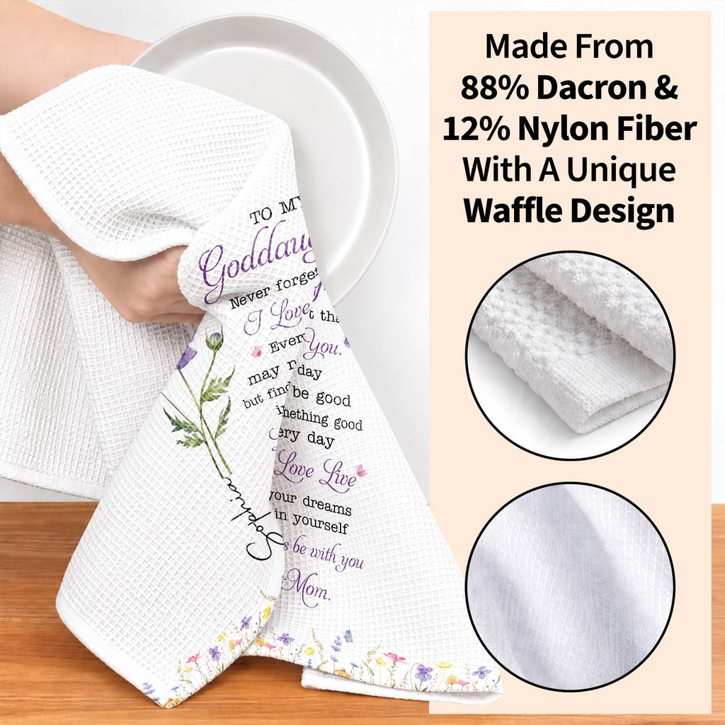 Personalized Kitchen Towel Custom Gift for Goddaughter Flower Kitchen Towel GradoCreations