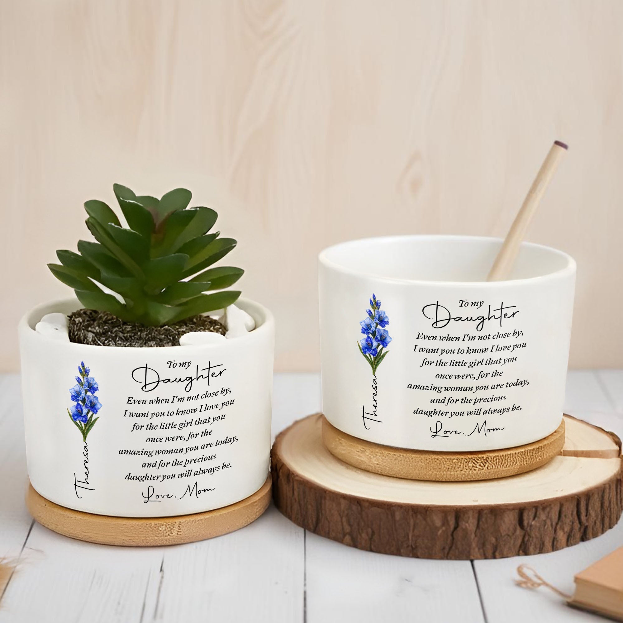 Personalized Ceramic Plant Pot Custom Name Gift for Daughter Ceramic Plant Pot GradoCreations
