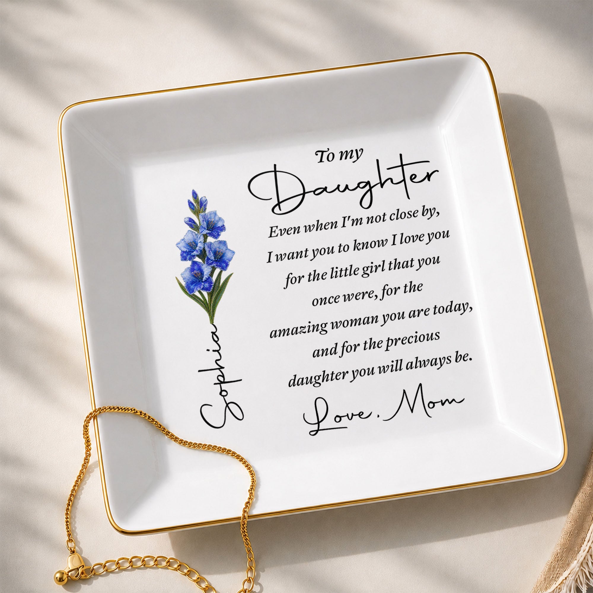 Personalized Jewelry Dish Birth Month Flower Gift for Daughter Jewelry Dish GradoCreations
