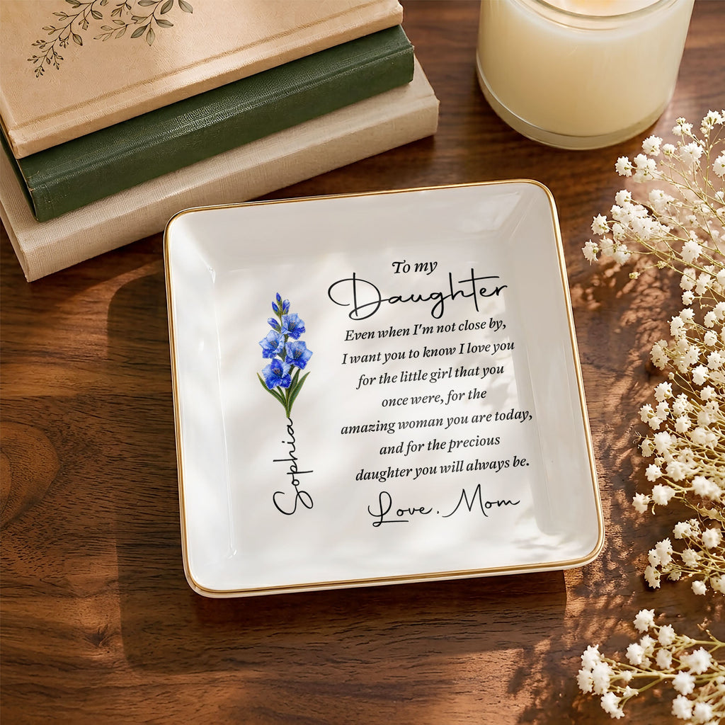 Personalized Jewelry Dish Birth Month Flower Gift for Daughter Jewelry Dish GradoCreations