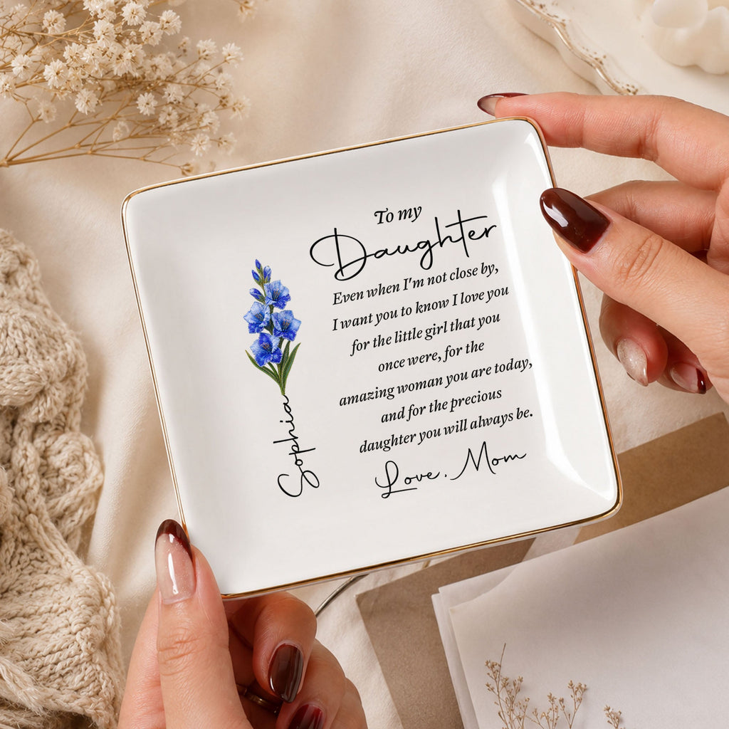 Personalized Jewelry Dish Birth Month Flower Gift for Daughter Jewelry Dish GradoCreations