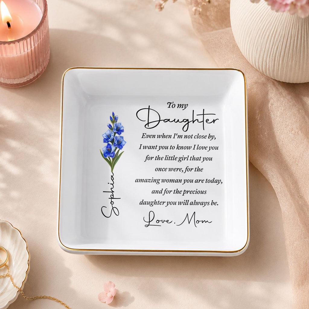 Personalized Jewelry Dish Birth Month Flower Gift for Daughter Jewelry Dish GradoCreations