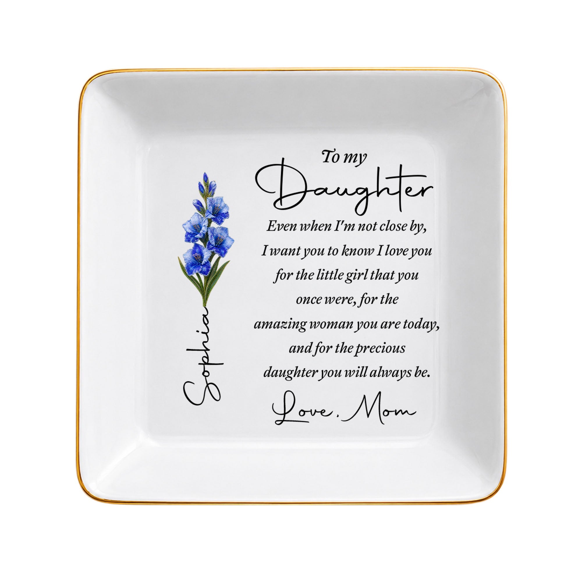 Personalized Jewelry Dish Birth Month Flower Gift for Daughter Jewelry Dish GradoCreations