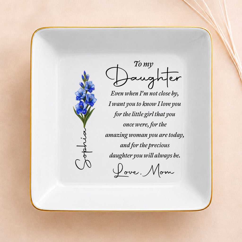Personalized Jewelry Dish Birth Month Flower Gift for Daughter Jewelry Dish GradoCreations