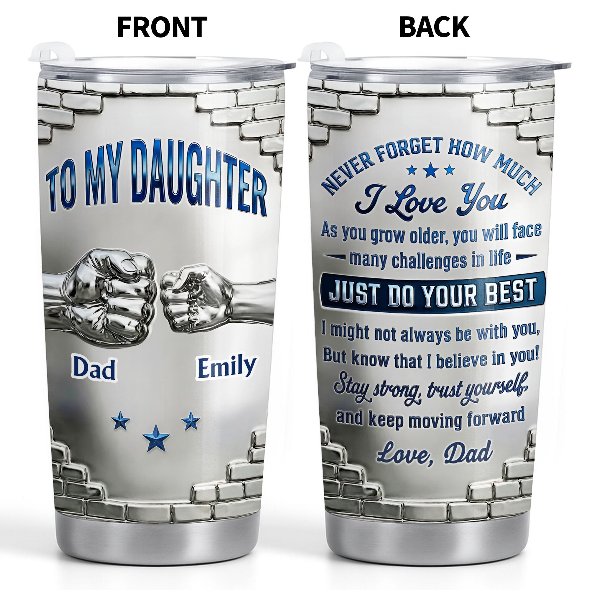 Personalized 20oz Stainless Steel Tumbler for Daughter Gift 20oz Tumbler GradoCreations