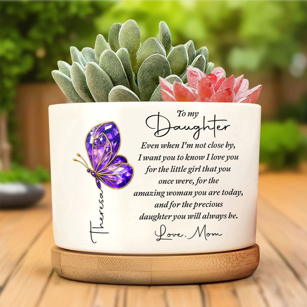 Personalized Ceramic Plant Pot Custom Message for Daughter Ceramic Plant Pot GradoCreations