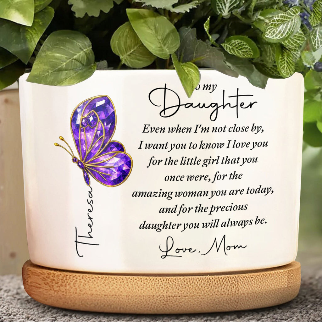 Personalized Ceramic Plant Pot Custom Message for Daughter Ceramic Plant Pot GradoCreations