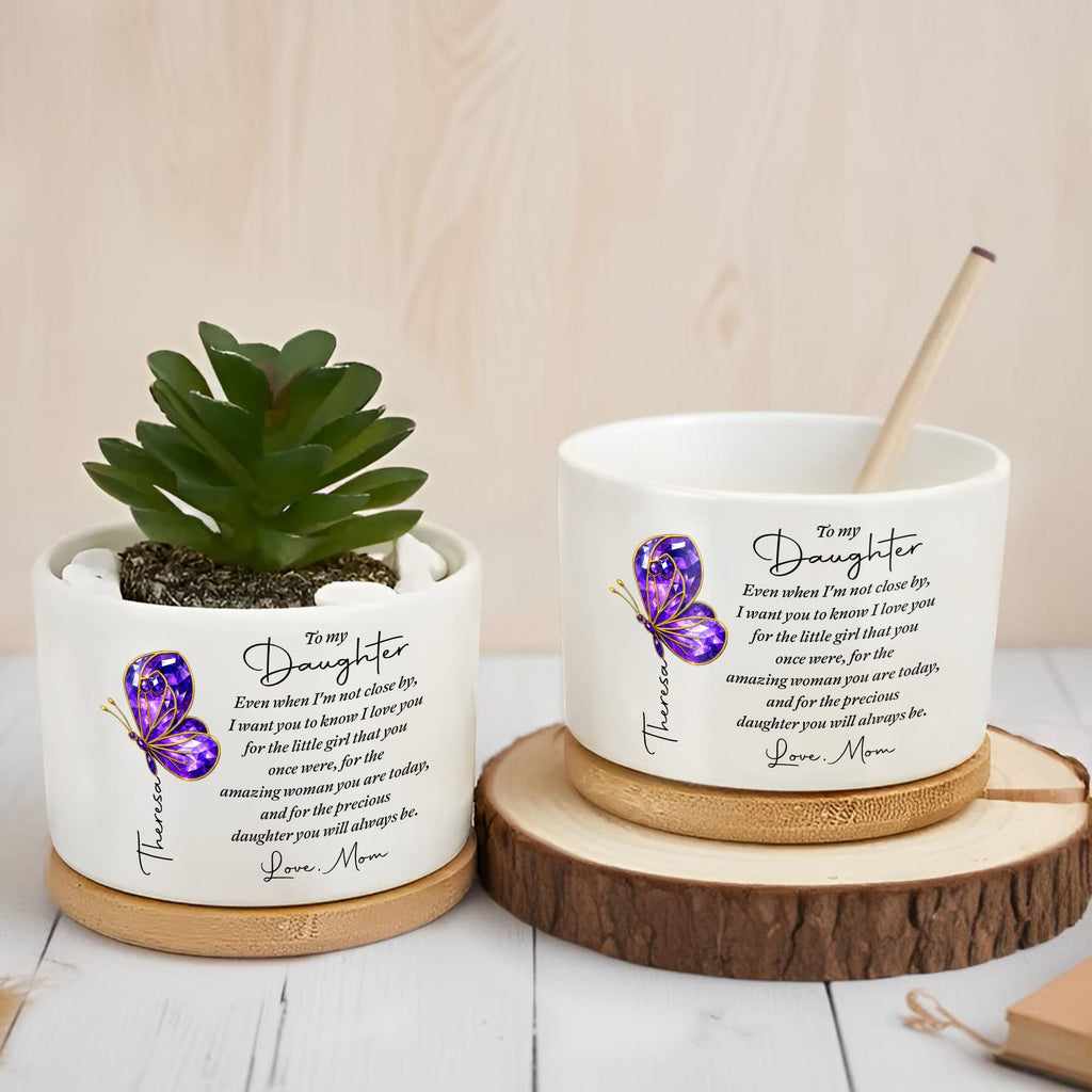 Personalized Ceramic Plant Pot Custom Message for Daughter Ceramic Plant Pot GradoCreations