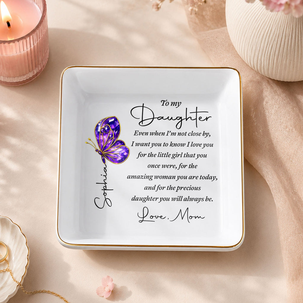 Personalized Ceramic Jewelry Dish Custom Message Gift for Daughter