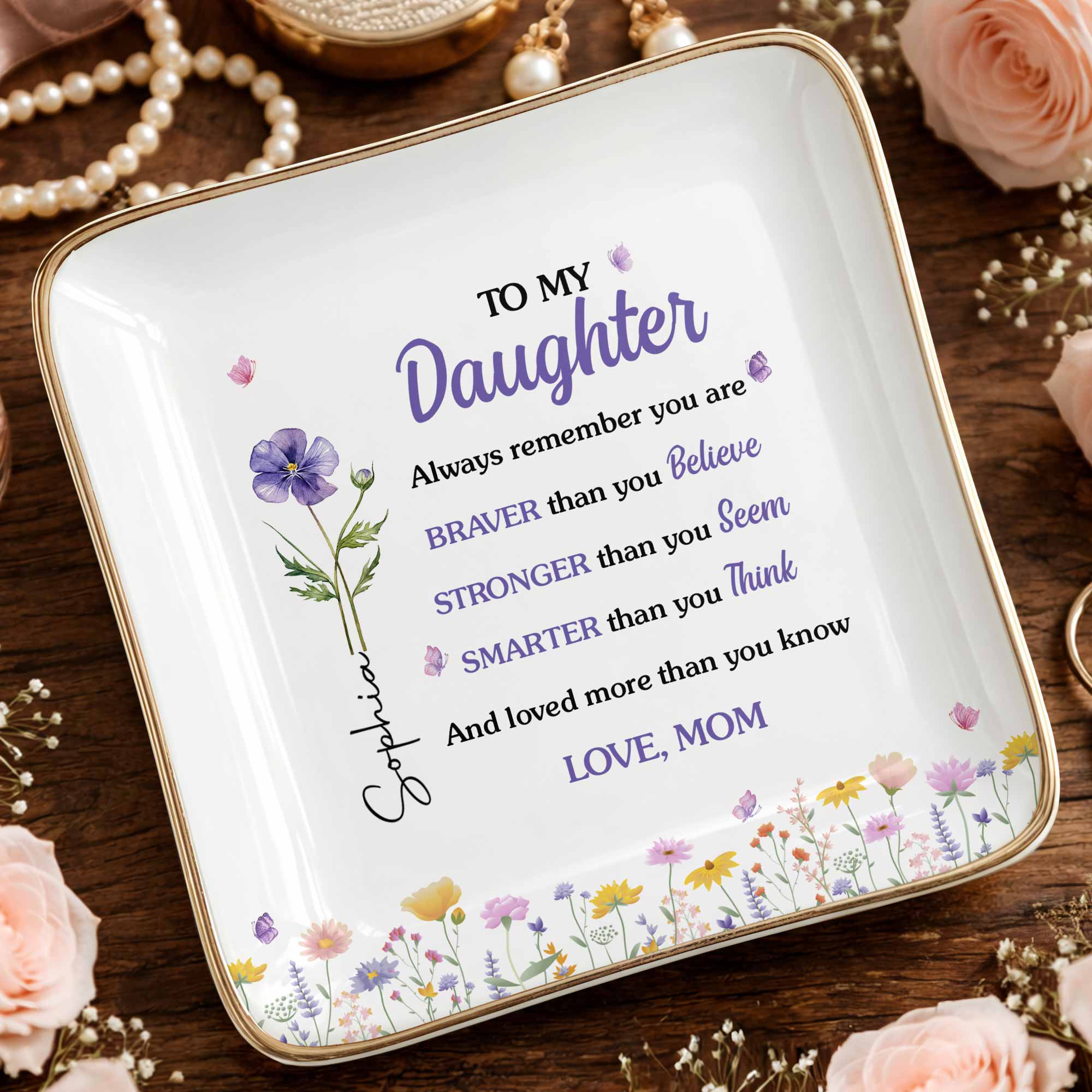 Personalized Ceramic Jewelry Dish Custom Name Gift for Daughter Jewelry Dish GradoCreations