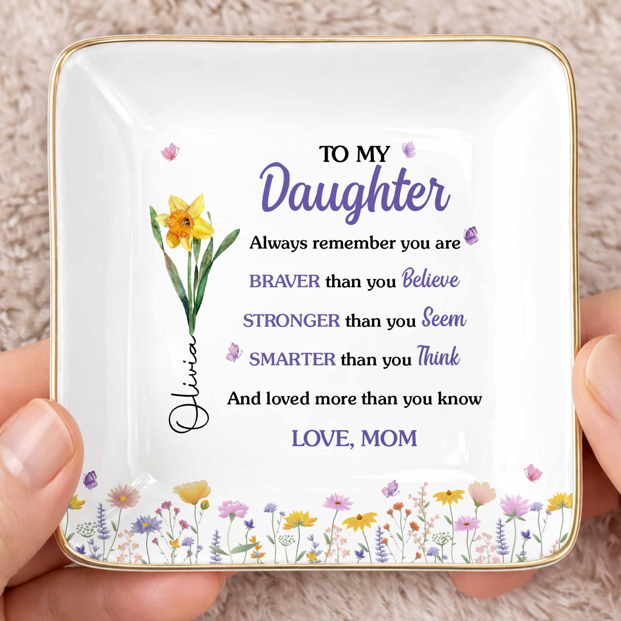 Personalized Ceramic Jewelry Dish Custom Name Gift for Daughter Jewelry Dish GradoCreations