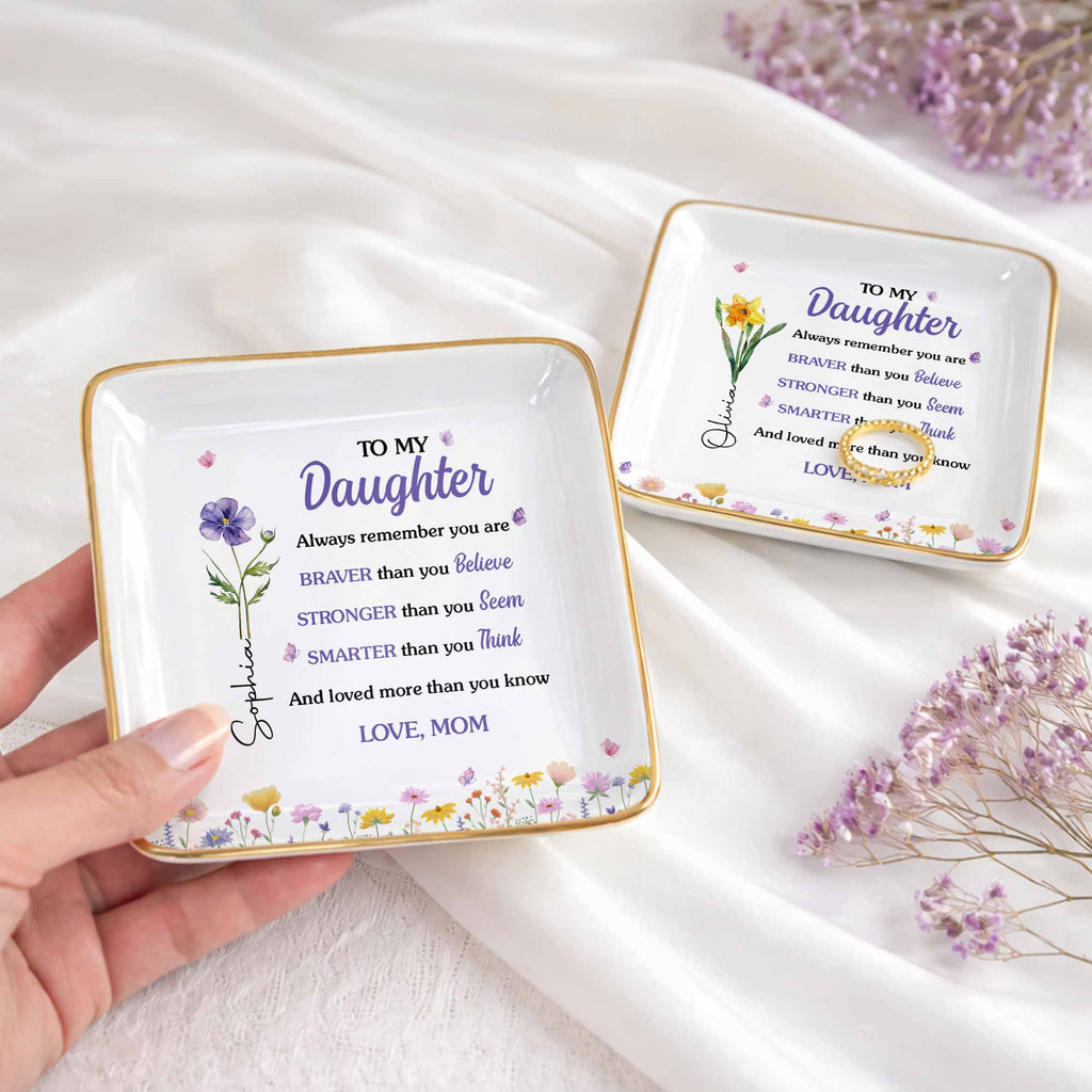 Personalized Ceramic Jewelry Dish Custom Name Gift for Daughter Jewelry Dish GradoCreations