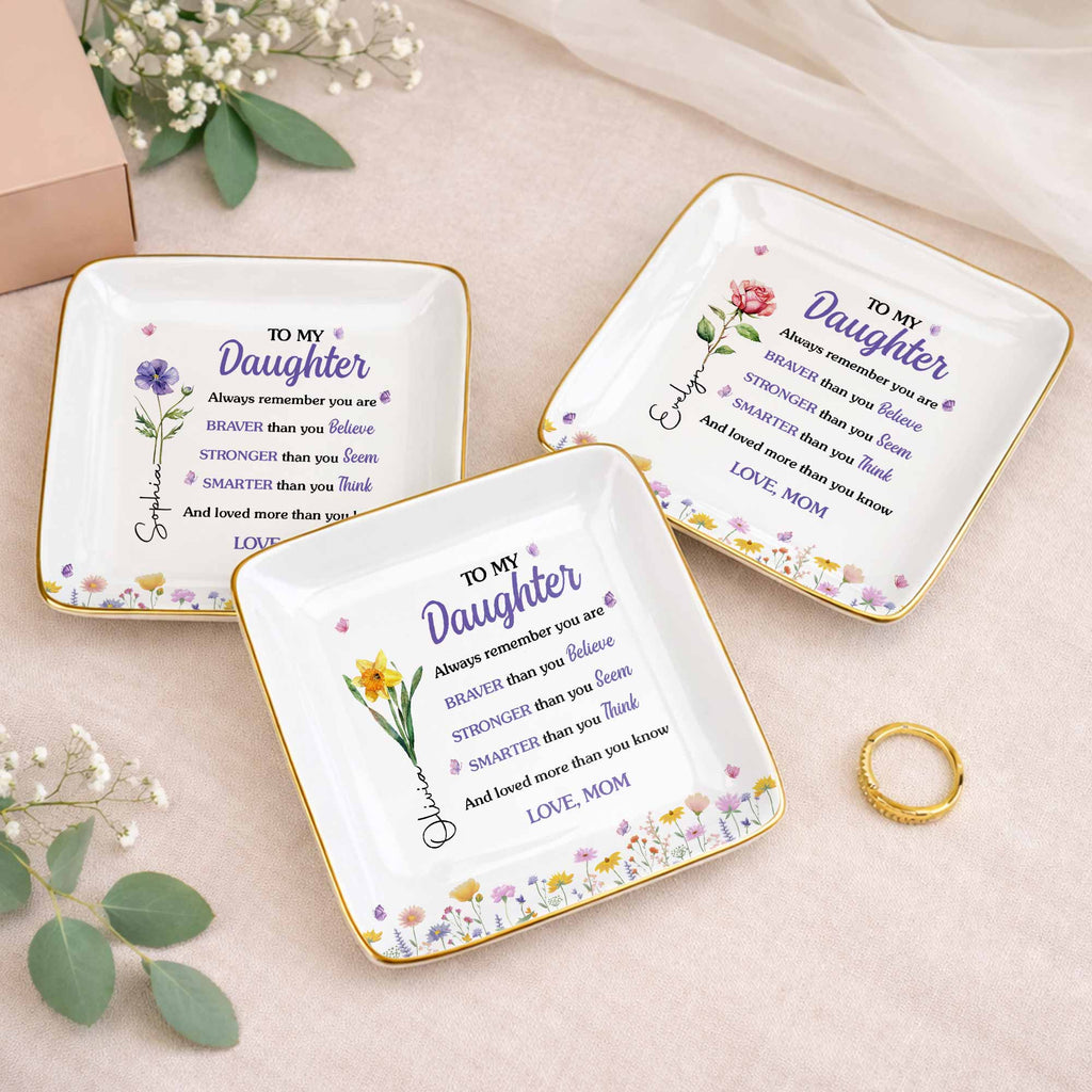 Personalized Ceramic Jewelry Dish Custom Name Gift for Daughter Jewelry Dish GradoCreations