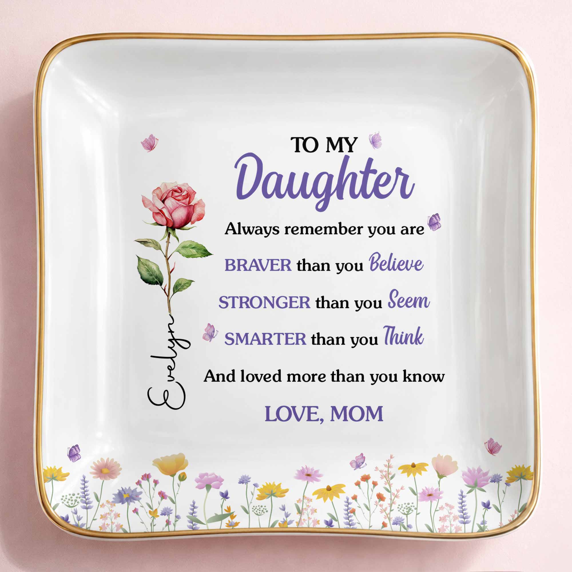 Personalized Ceramic Jewelry Dish Custom Name Gift for Daughter Jewelry Dish GradoCreations