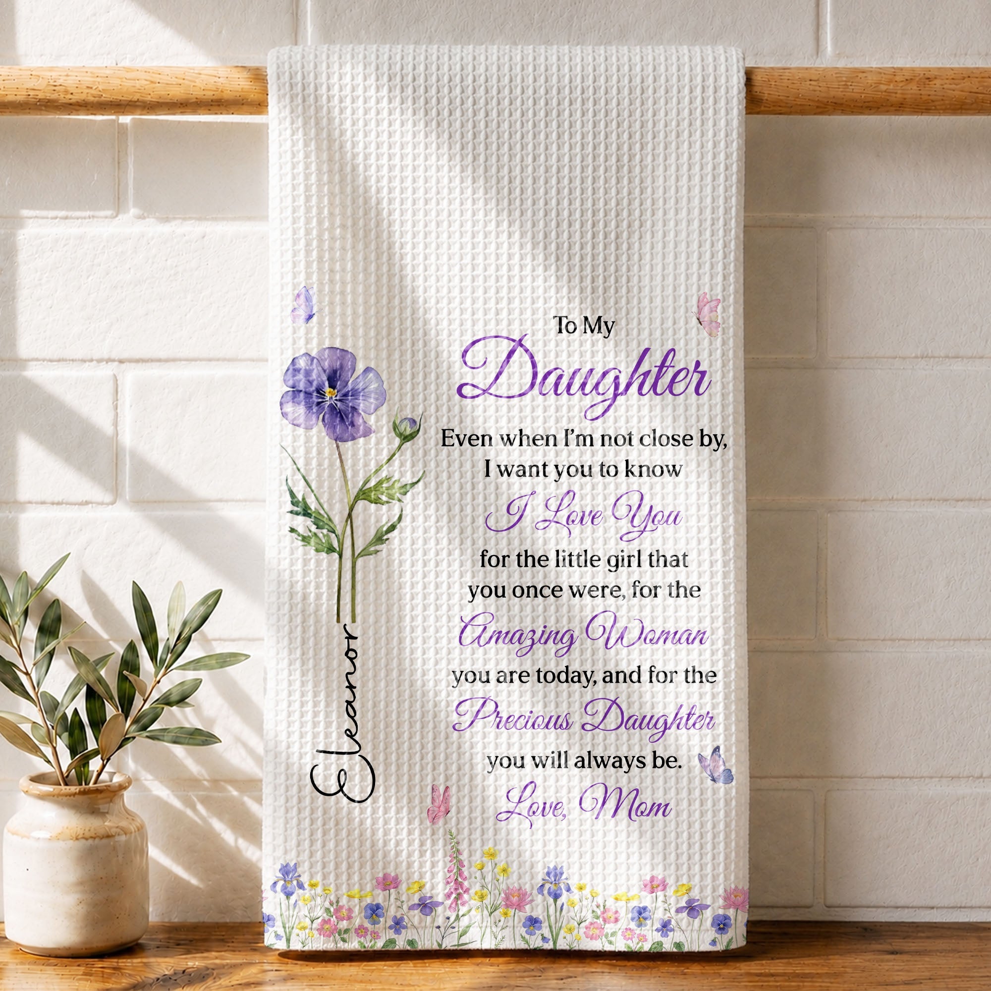 Personalized Kitchen Towel Custom Message for Daughter Gift Kitchen Towel GradoCreations