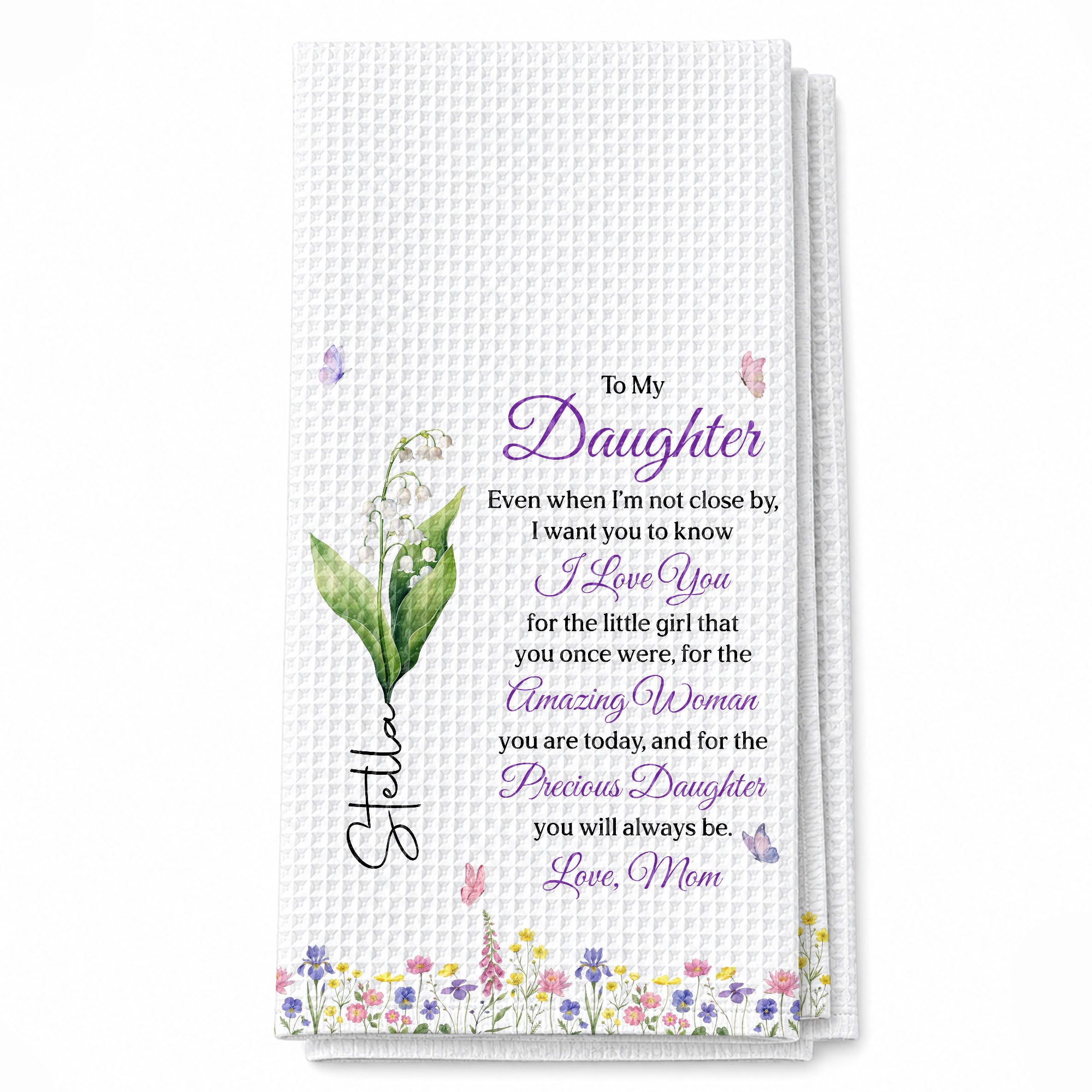 Personalized Kitchen Towel Custom Message for Daughter Gift Kitchen Towel GradoCreations