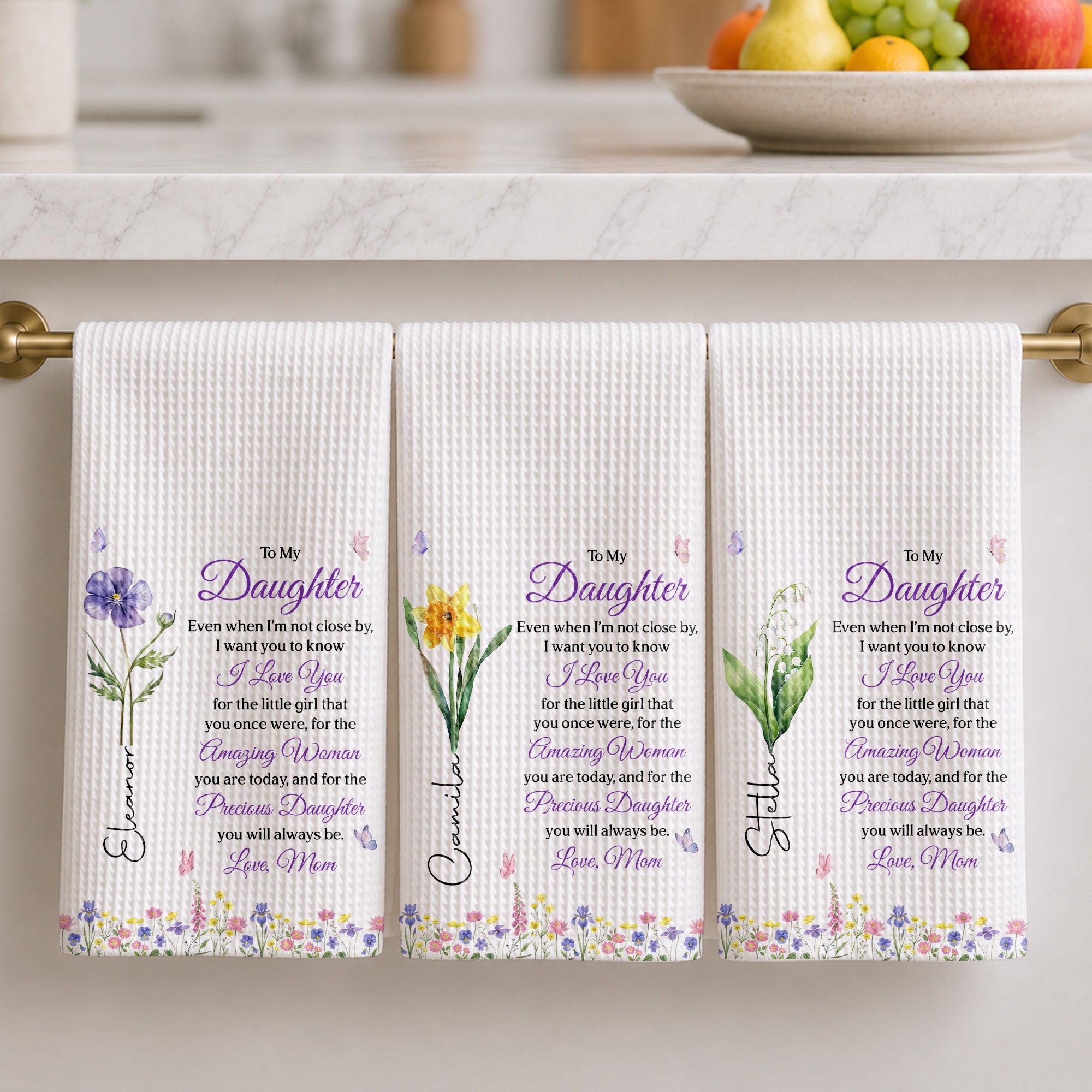 Personalized Kitchen Towel Custom Message for Daughter Gift Kitchen Towel GradoCreations