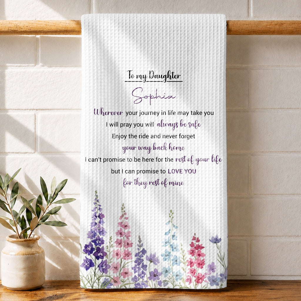 Personalized Kitchen Towel Gift for Daughter - Birth Flower Design Kitchen Towel GradoCreations