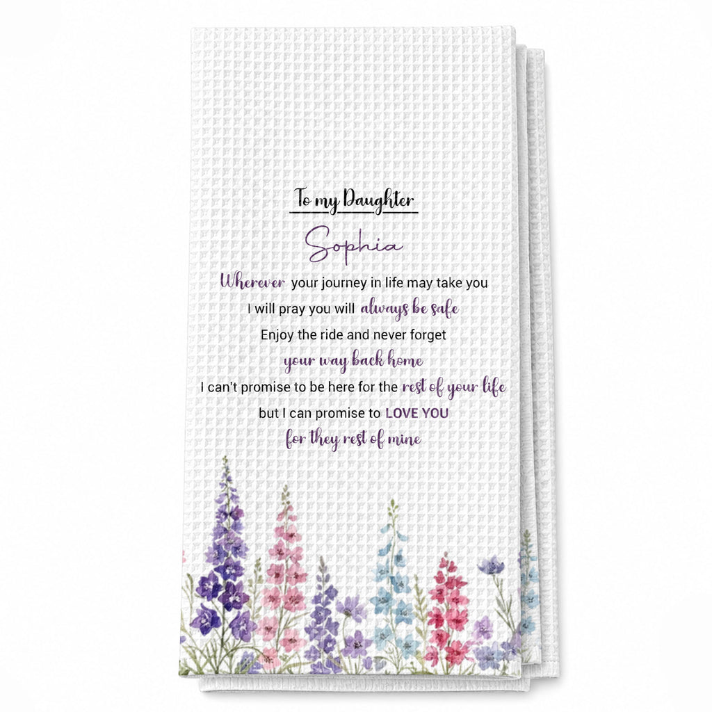 Personalized Kitchen Towel Gift for Daughter - Birth Flower Design Kitchen Towel GradoCreations