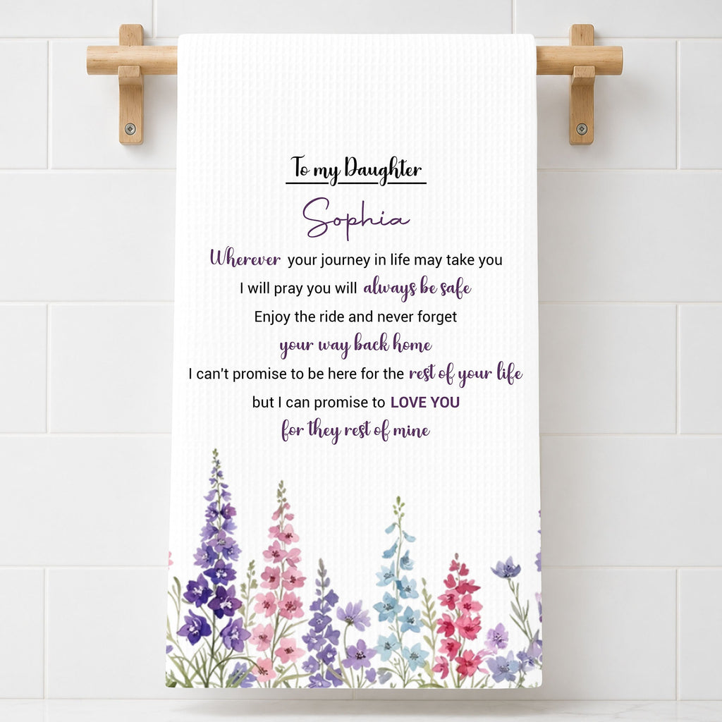 Personalized Kitchen Towel Gift for Daughter - Birth Flower Design Kitchen Towel GradoCreations